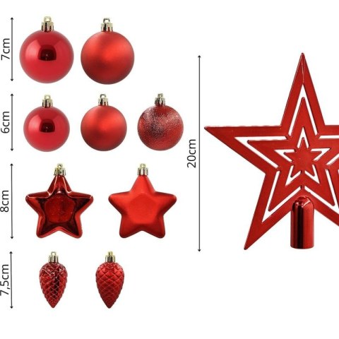 BOMBKA DEKORACYJNA PLASTIKOWA BEZPIECZNA 40SZT CZERWONY MICA MICA