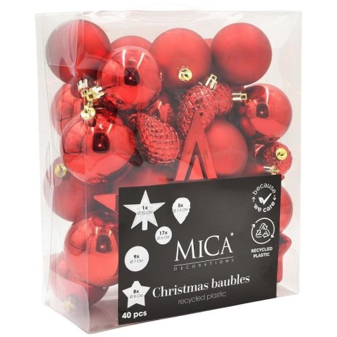 BOMBKA DEKORACYJNA PLASTIKOWA BEZPIECZNA 40SZT CZERWONY MICA MICA
