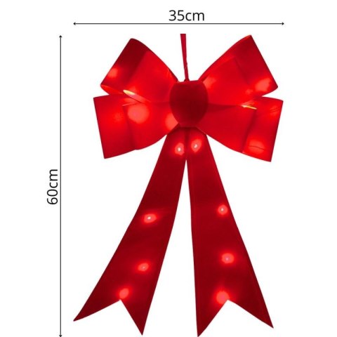 KOKARDA DEKORACYJNA 60CM CZERWONA 25 LED Koopman