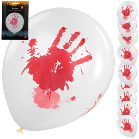 BALON DEKORACYJNY HALLOWEEN KRWAWY ODCISK DŁONI 10SZT