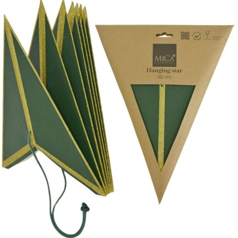 GWIAZDA DEKORACYJNA WISZĄCA PAPIEROWA FSC 18x60CM ZIELONA 7 RAMION MICA MICA