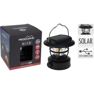 LATARKA LAMPA CAMPING CZARNA ŁADOWANIE USB I SOLAR REDCLIFFS Redcliffs