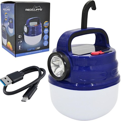 LATARKA LAMPA CAMPING ŁADOWANIE USB I SOLAR REDCLIFFS