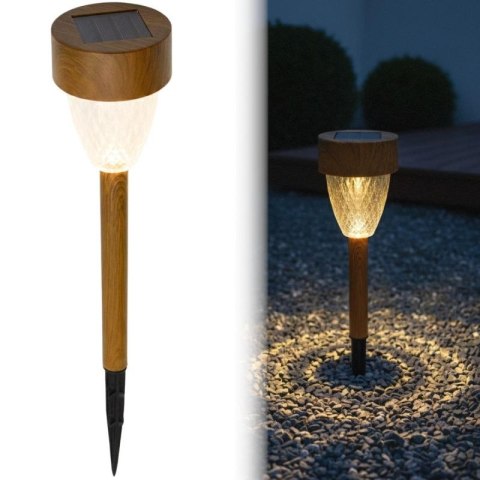 LAMPA SOLARNA IMITACJA DREWNA 7x37CM SASKA GARDEN