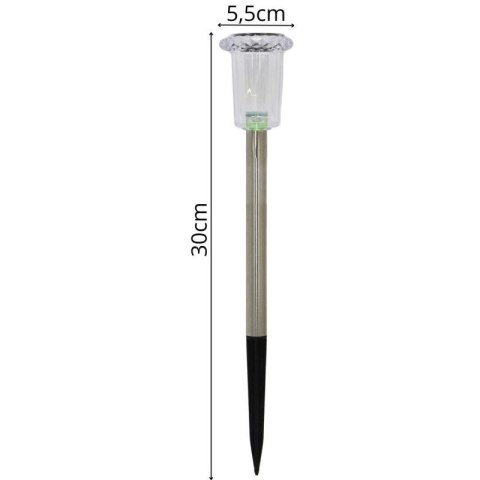 LAMPA SOLARNA KRYSZTAŁ INOX 5,5x33CM SASKA GARDEN