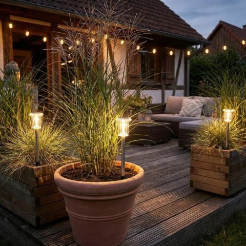 LAMPA SOLARNA KRYSZTAŁ INOX 5,5x33CM SASKA GARDEN