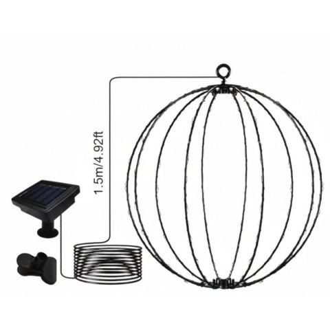 LAMPA SOLARNA WISZĄCA KULA 30CM 120 LED MULTIKOLOR SASKA GARDEN