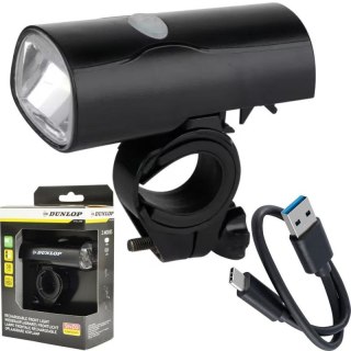 LAMPKA ROWEROWA PRZEDNIA LED USB-C CERTYFIKAT 2 TRYBY DUNLOP Dunlop