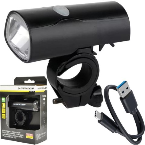 LAMPKA ROWEROWA PRZEDNIA LED USB-C CERTYFIKAT 2 TRYBY DUNLOP Dunlop