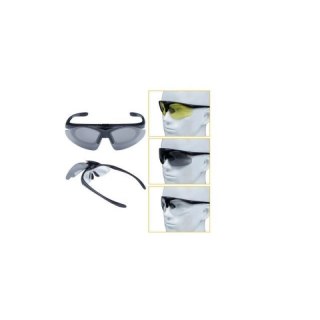 Okulary strzeleckie Wosport Black - 3 wymienne wizjery, pasek WD