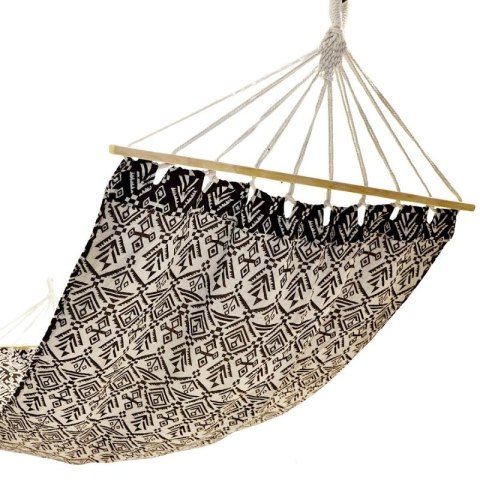 HAMAK OGRODOWY 1 OSOBOWY 200X100CM Z DRĄŻKIEM ETNO CZARNO-BIAŁY SASKA GARDEN