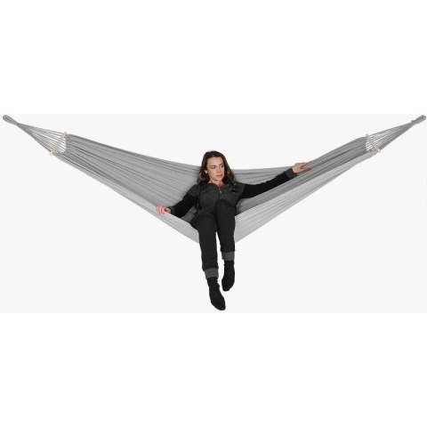HAMAK OGRODOWY 2 OSOBOWY LUXE XXL 250x150CM Z DRĄŻKIEM I POKROWCEM SZARY 1031170 Enero Camp