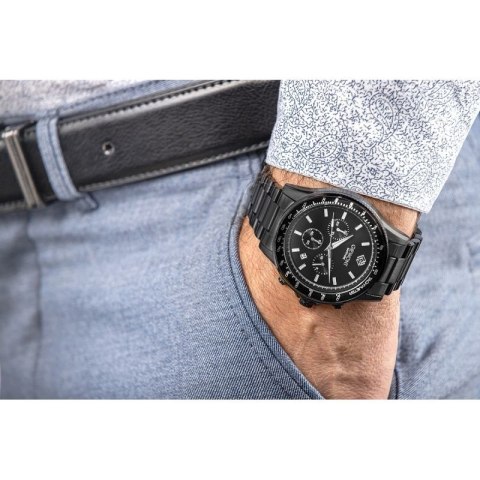 Zegarek Męski Giewont Chronograph Sapphire Czarny GW3520-B1 Giewont