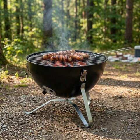 GRILL TURYSTYCZNY KULISTY 37CM CZARNY BBQ LINE
