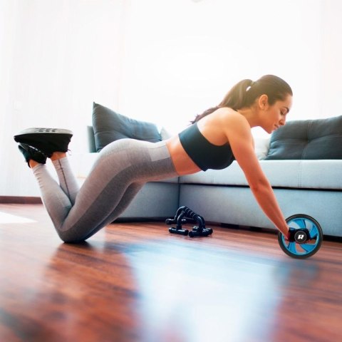 REBEL ACTIVE KÓŁKO PODWÓJNE, ROLLER DO ĆWICZEŃ MIĘŚNI BRZUCHA AB WHEEL AB-2 RBA-3061 Rebel