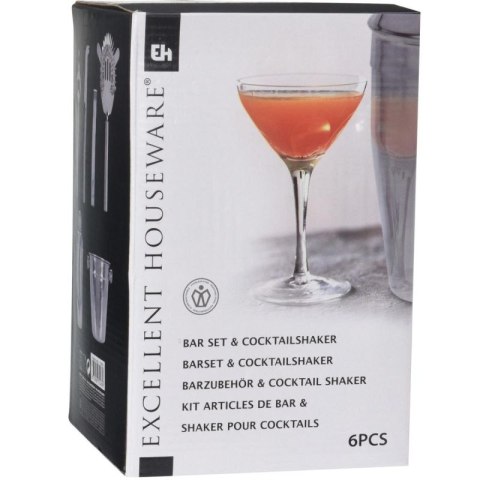 ZESTAW BARMAŃSKI 6 ELEMENTÓW SHAKER DO DRINKÓW SZCZYPCE Excellent houseware