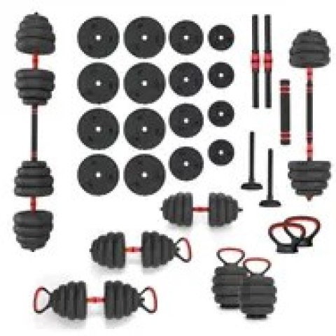 Zestaw ciężarów 6w1 HMS SGN140 (sztanga, sztangielki i kettlebell) 40kg