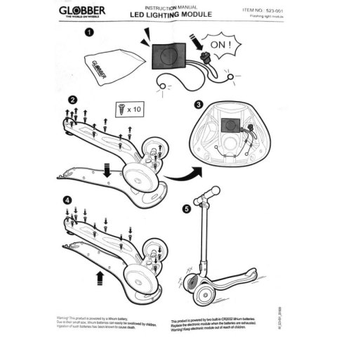 Moduł wymienny do hulajnogi Globber ELITE FLASHING LIGHT MODULE SET 523-001 Globber